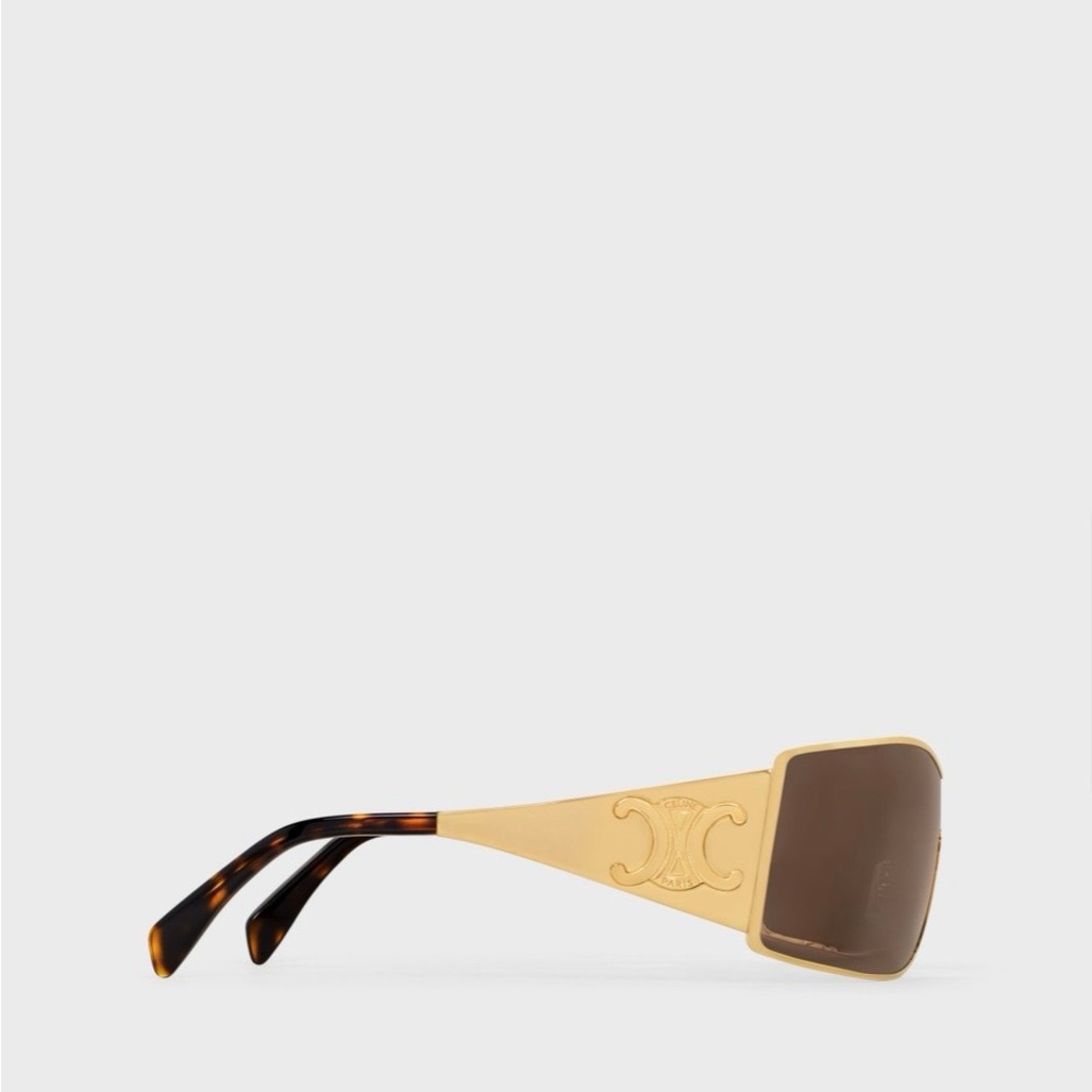 Celine Triomphe Metal Racer Sunglasses in Gold Metal - Picture 3 of 10
